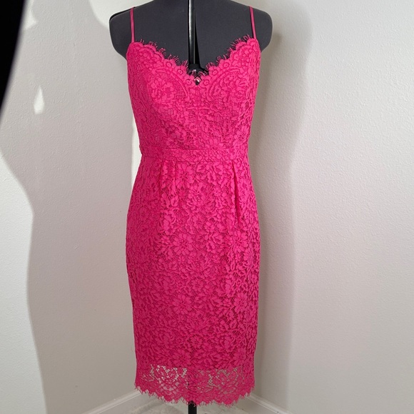 J. Crew Dresses & Skirts - NWT J Crew Hot Pink Lace Tailored Slip Dress Women’s Sz 2